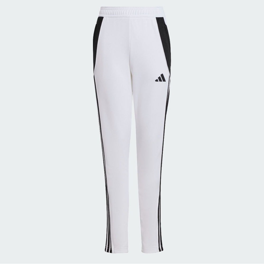 Adidas Kids White Joggers with Black Stripes